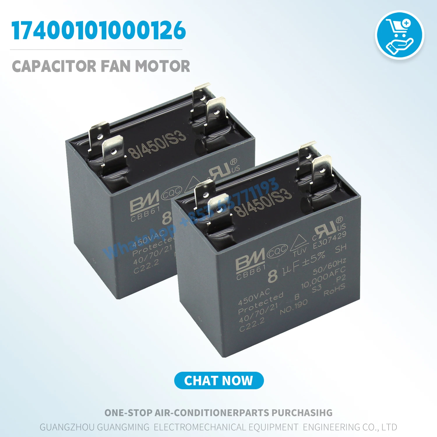 New Capacitor Fan Motor 17400101000126 CBB61 For Trane VRF Outdoor Unit 8UF 450VAC 50/60Hz HVAC air conditioner Original parts